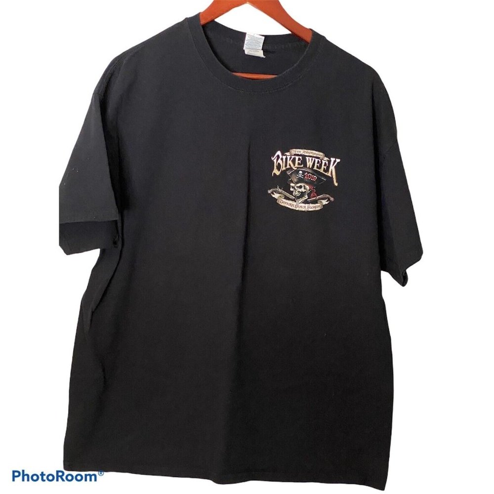 Daytona Beach 2019 Bike Week Black S/S T-Shirt Men's Size XL Skull Pirate 78th - Picture 6 of 11
